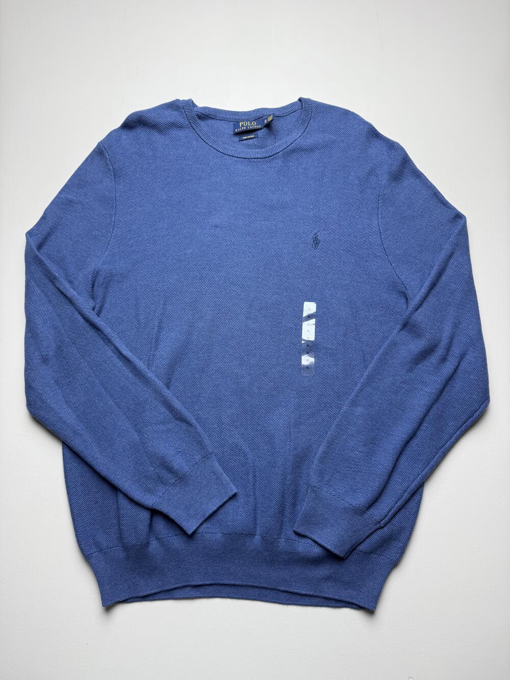 Polo Ralph Lauren Sweater Mens XL Blue Crewneck Pima Cotton Knit Pullover Logo